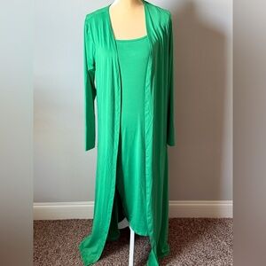 NWOT Two Piece Green Dress with Long Sleeve Cardigan